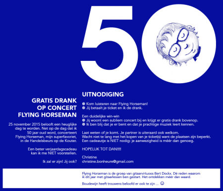 Flying Horseman-feestje op je 50ste? Aanrader!